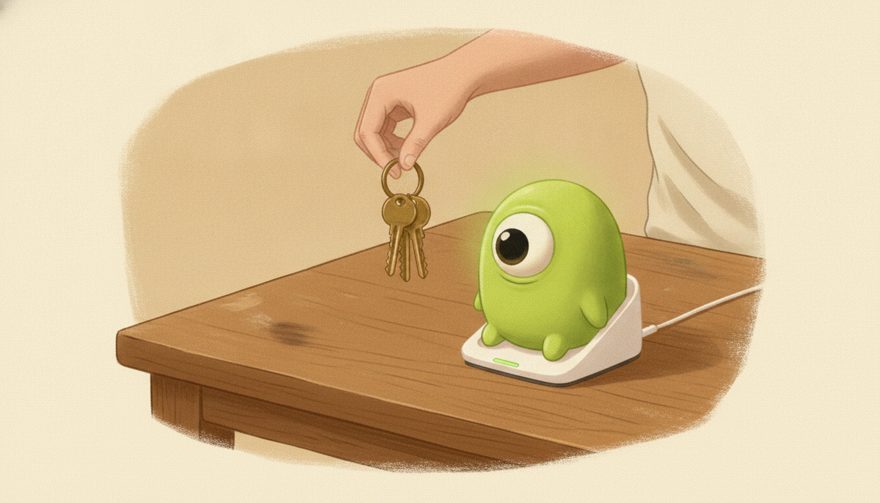 An owner holds up their keys to a listening Terp.
